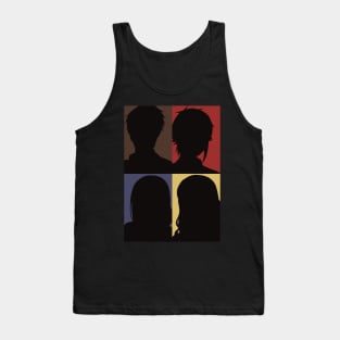 Tomo-chan Is a Girl or Tomo-chan wa Onnanoko Anime Charactcers in Silhouette Vintage Merch Design Tank Top